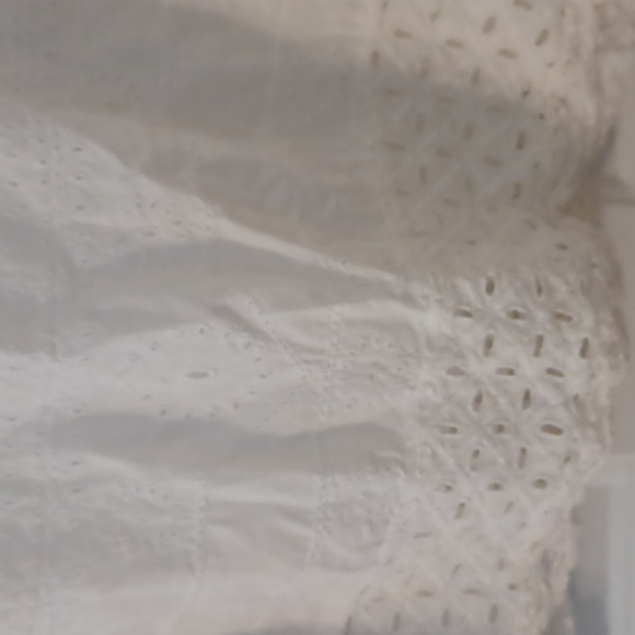 JCP womens white blouse lace on sleeves and bottom size L 100% cotton - Picture 3 of 6